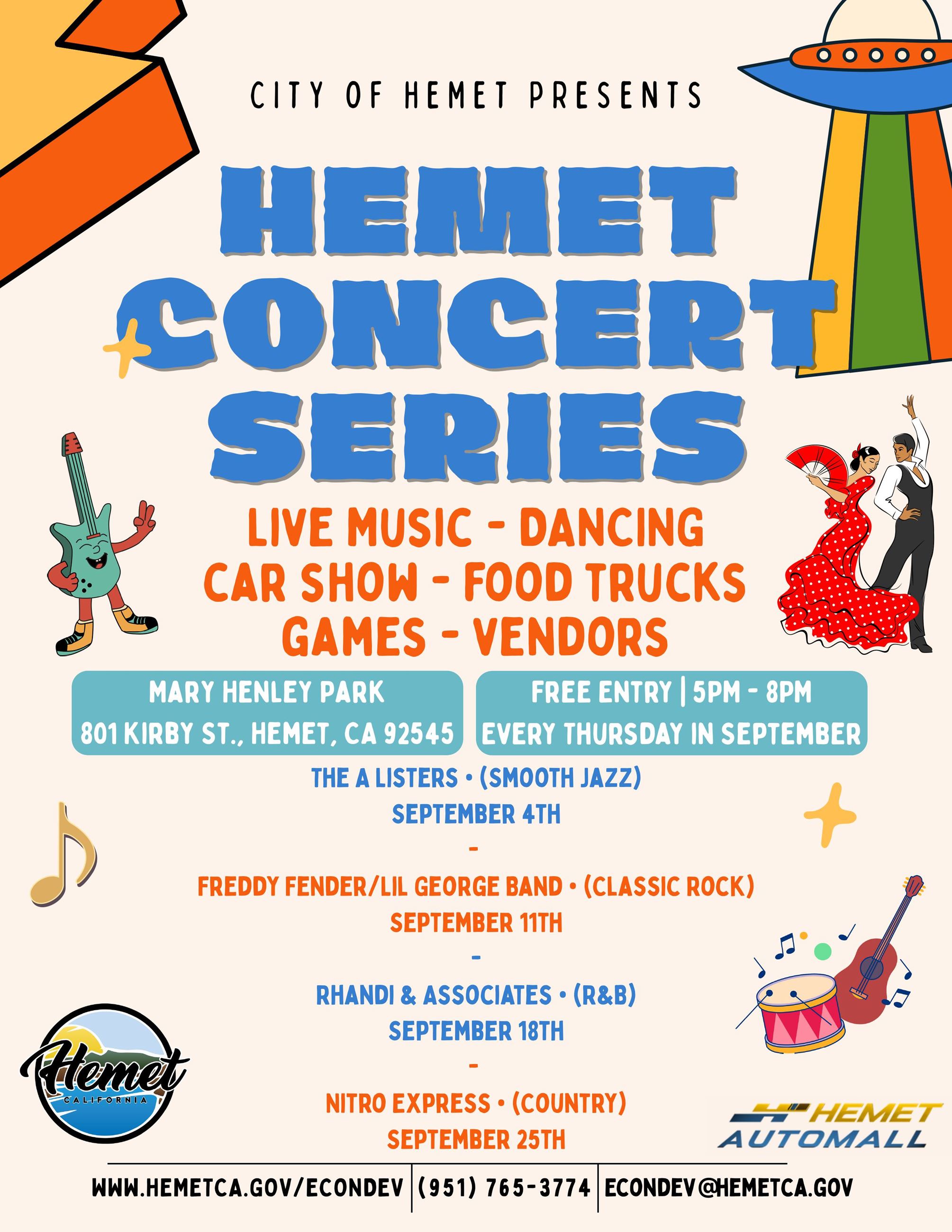 Hemet Concert Series Event Flyer