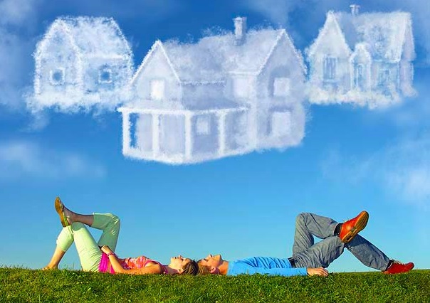 Man and Woman Watching House Clouds