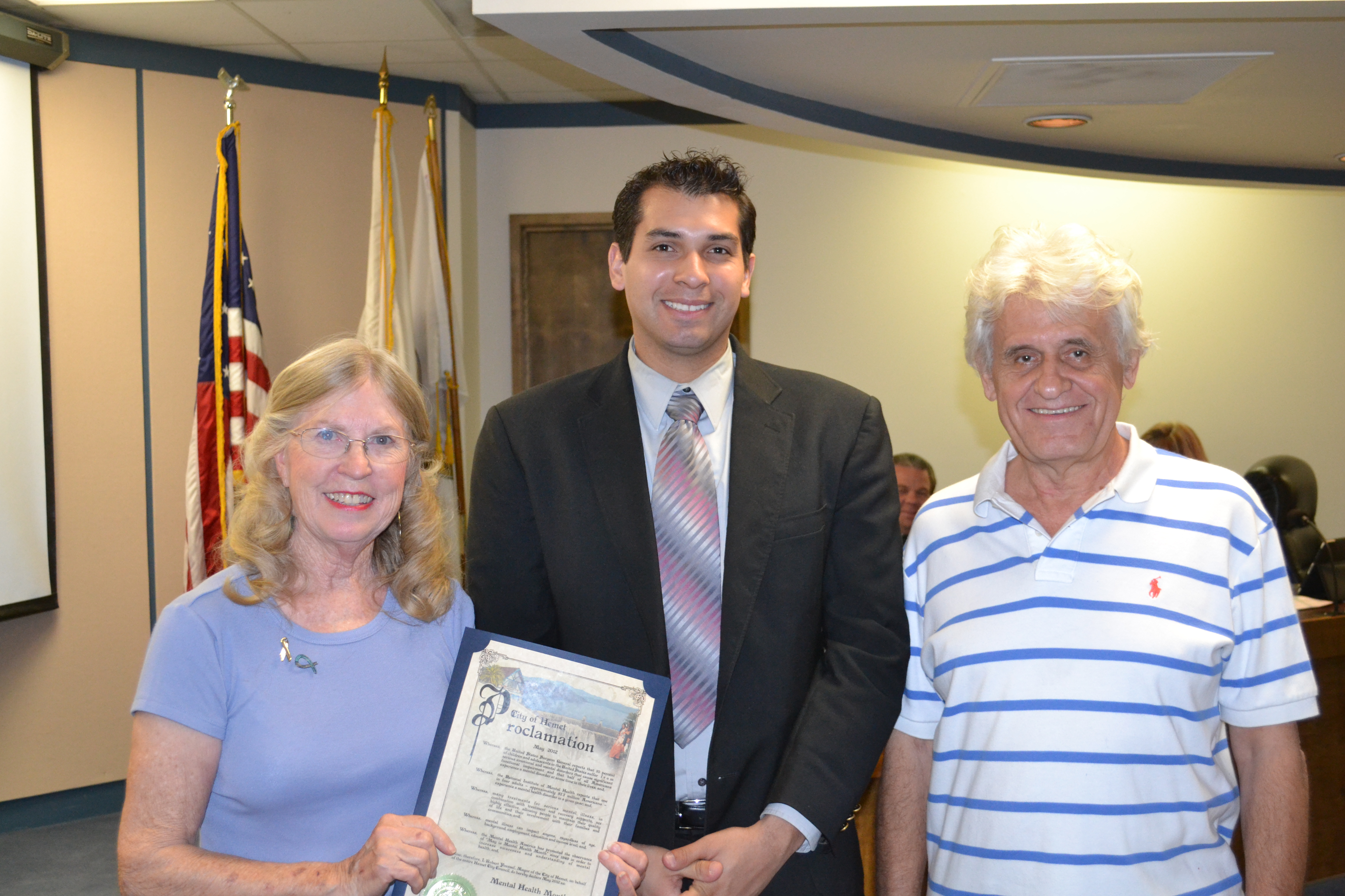 Mayor Youssef (center) along with Virginia Marshall and Savo Litvinov